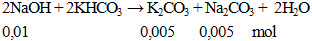 2NaOH + 2KHCO3 → K2CO3 + Na2CO3 + 2H2O | Cân bằng phương trình hóa học