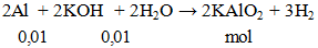 2Al + 2KOH + 2H2O → 2KAlO2 + 3H2 | Cân bằng phương trình hóa học