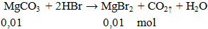 MgCO3 + 2HBr → MgBr2 + CO2 ↑ + H2O | Cân bằng phương trình hóa học