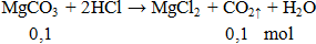 MgCO3 + 2HCl → MgCl2 + CO2 ↑ + H2O | Cân bằng phương trình hóa học