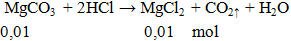 MgCO3 + 2HCl → MgCl2 + CO2 ↑ + H2O | Cân bằng phương trình hóa học