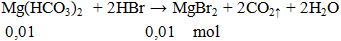 Mg(HCO3)2 + 2HBr → MgBr2 + 2CO2↑ + 2H2O | Cân bằng phương trình hóa học