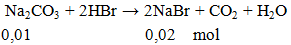 Na2CO3 + 2HBr → 2NaBr + CO2 ↑ + H2O | Cân bằng phương trình hóa học