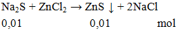 Na2S + ZnCl2 → ZnS ↓ + 2NaCl | Cân bằng phương trình hóa học