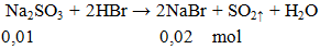 Na2SO3 + 2HBr → 2NaBr + SO2↑ + H2O | Cân bằng phương trình hóa học