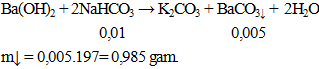 Ba(OH)2 + 2NaHCO3 → K2CO3 + BaCO3↓ + 2H2O | Cân bằng phương trình hóa học