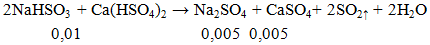 2NaHSO3 + Ca(HSO4)2 → Na2SO4 + CaSO4+ 2SO2 ↑ + 2H2O | Cân bằng phương trình hóa học