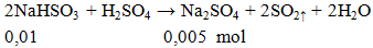 2NaHSO3 + H2SO4 → Na2SO4 + 2SO2 ↑ + 2H2O | Cân bằng phương trình hóa học