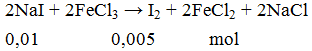 2NaI + 2FeCl3 → I2 + 2FeCl2 + 2NaCl | Cân bằng phương trình hóa học