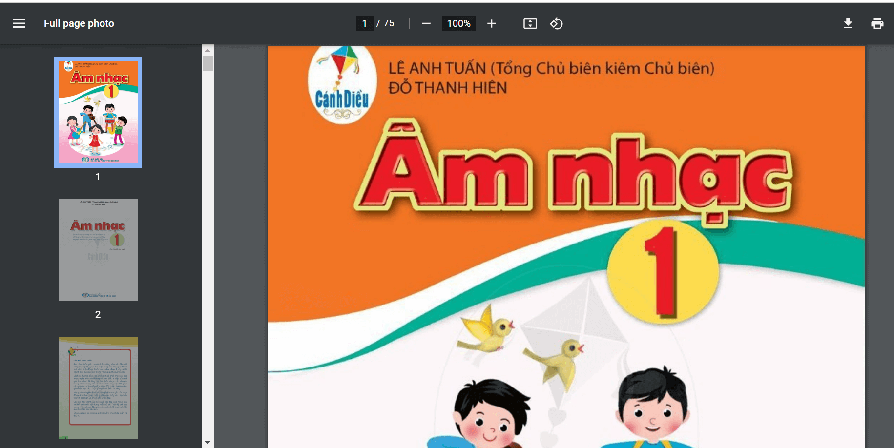 Sách Âm nhạc lớp 1 Cánh diều | Xem online, tải PDF