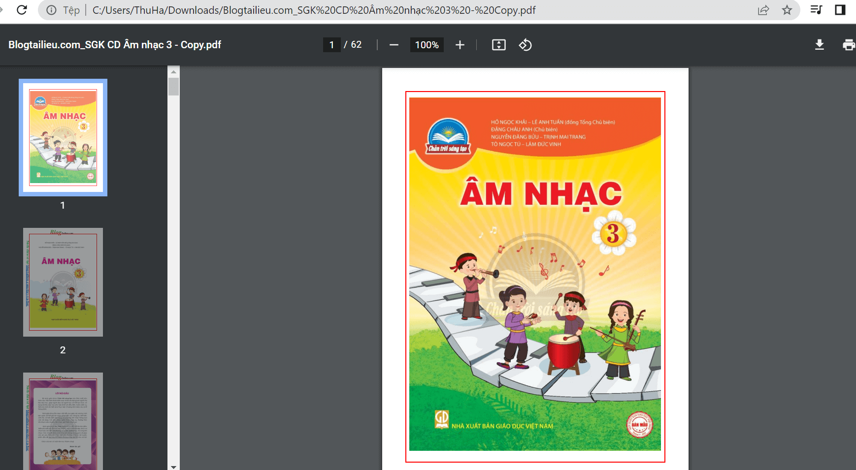 Sách Âm nhạc lớp 3 Chân trời sáng tạo | Xem online, tải PDF