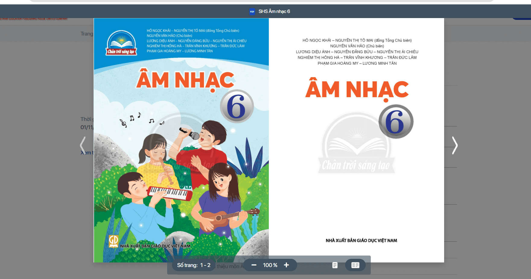 Sách Âm nhạc lớp 6 Chân trời sáng tạo | Xem online, tải PDF