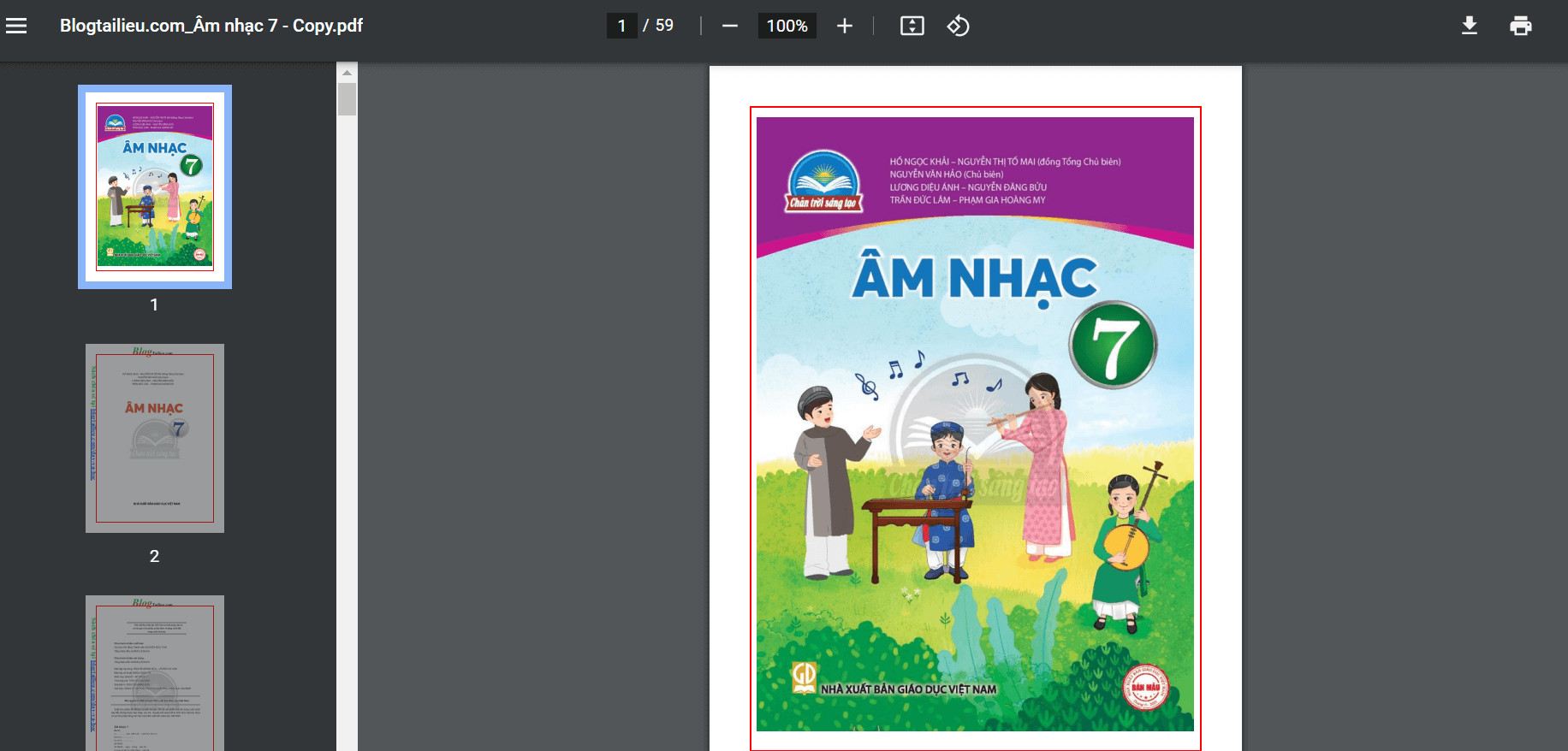 Sách Âm nhạc lớp 7 Chân trời sáng tạo | Xem online, tải PDF