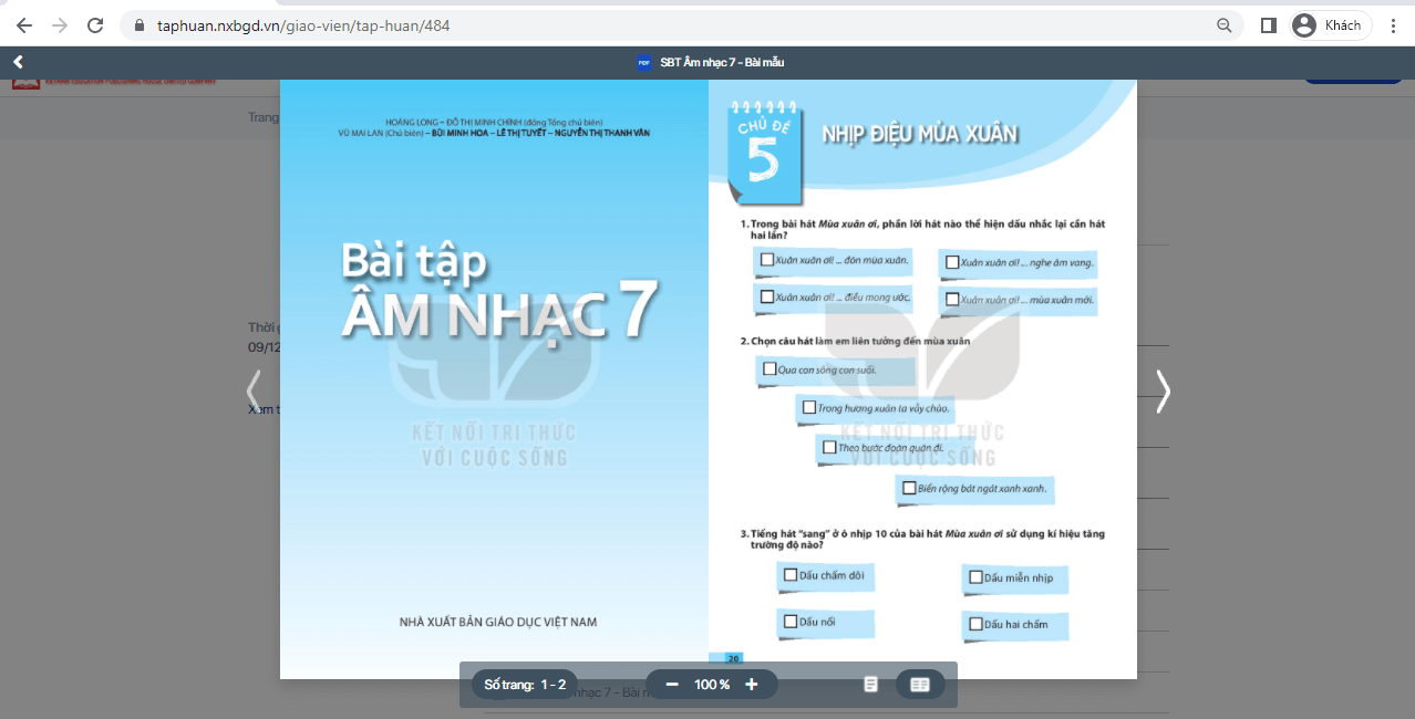 Sách Âm nhạc lớp 7 Kết nối tri thức | Xem online, tải PDF