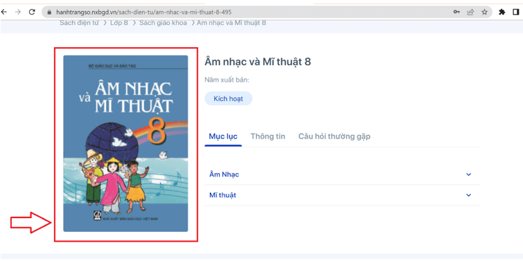 Sách Âm nhạc và Mĩ thuật lớp 8 | Xem online, tải PDF (ảnh 1)