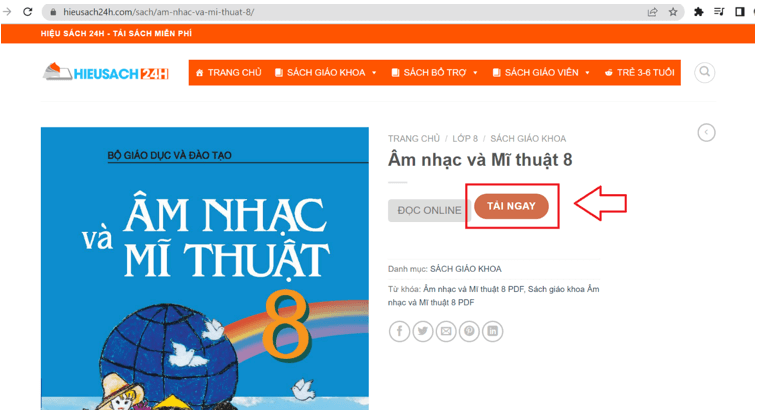 Sách Âm nhạc và Mĩ thuật lớp 8 | Xem online, tải PDF (ảnh 1)