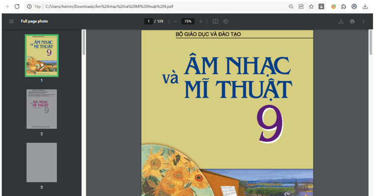 Sách Âm nhạc và Mĩ thuật lớp 9 | Xem online, tải PDF (ảnh 1)