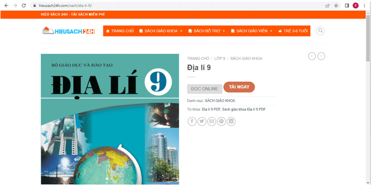 Sách Địa lí lớp 9 | Xem online, tải PDF (ảnh 1)