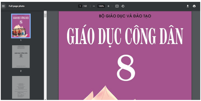 Sách Giáo dục công dân lớp 8 | Xem online, tải PDF (ảnh 1)