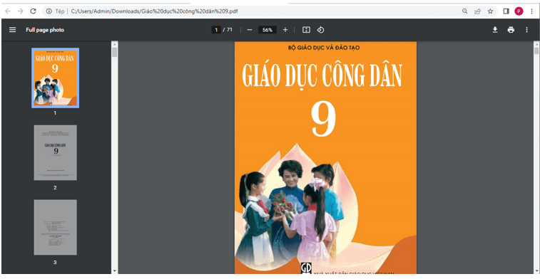 Sách Giáo dục công dân lớp 9 | Xem online, tải PDF (ảnh 1)