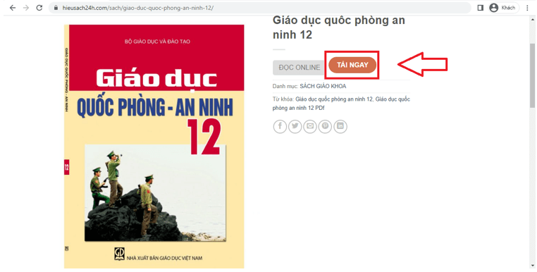 Sách Giáo dục quốc phòng - an ninh lớp 12 | Xem online, tải PDF (ảnh 1)