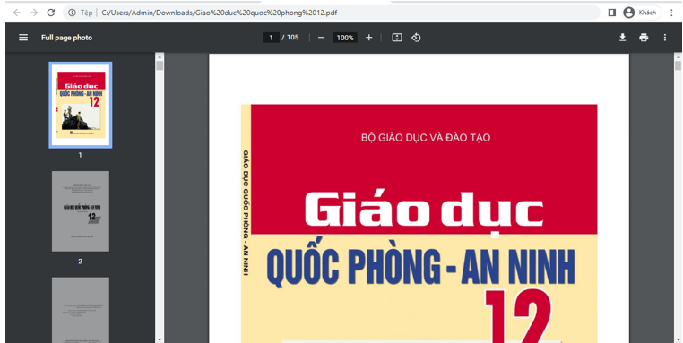 Sách Giáo dục quốc phòng - an ninh lớp 12 | Xem online, tải PDF (ảnh 1)