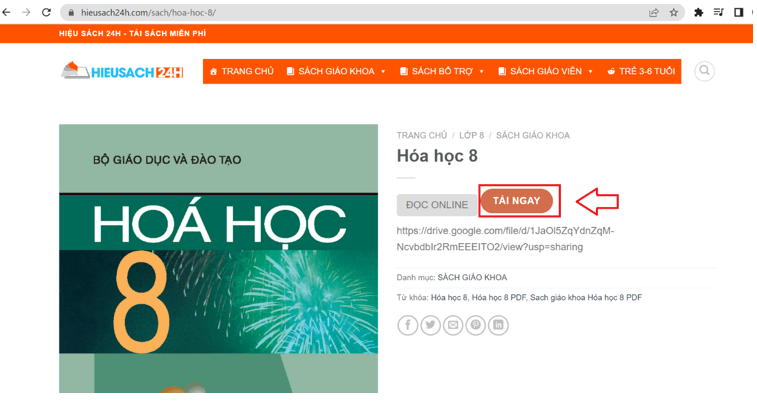 Sách Hóa học lớp 8 | Xem online, tải PDF (ảnh 1)