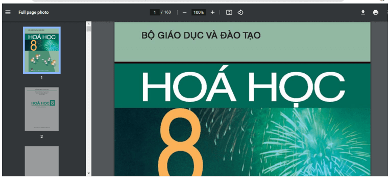 Sách Hóa học lớp 8 | Xem online, tải PDF (ảnh 1)