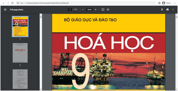 Sách Hóa học lớp 9 | Xem online, tải PDF (ảnh 1)