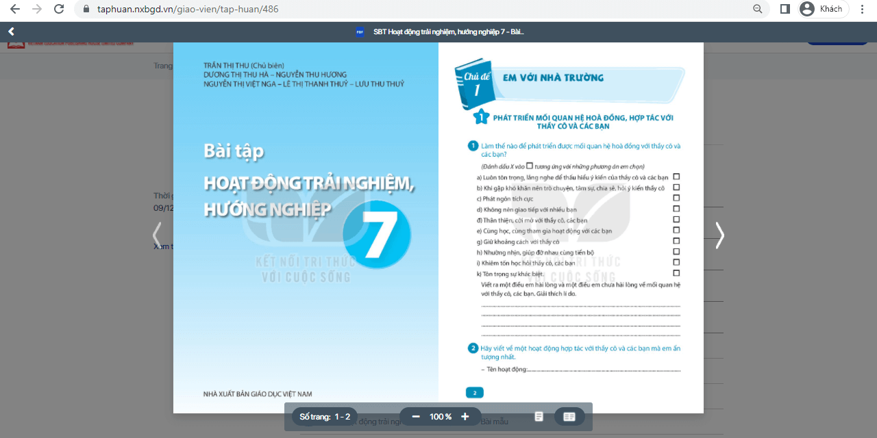 Sách Hoạt động trải nghiệm lớp 7 Kết nối tri thức | Xem online, tải PDF