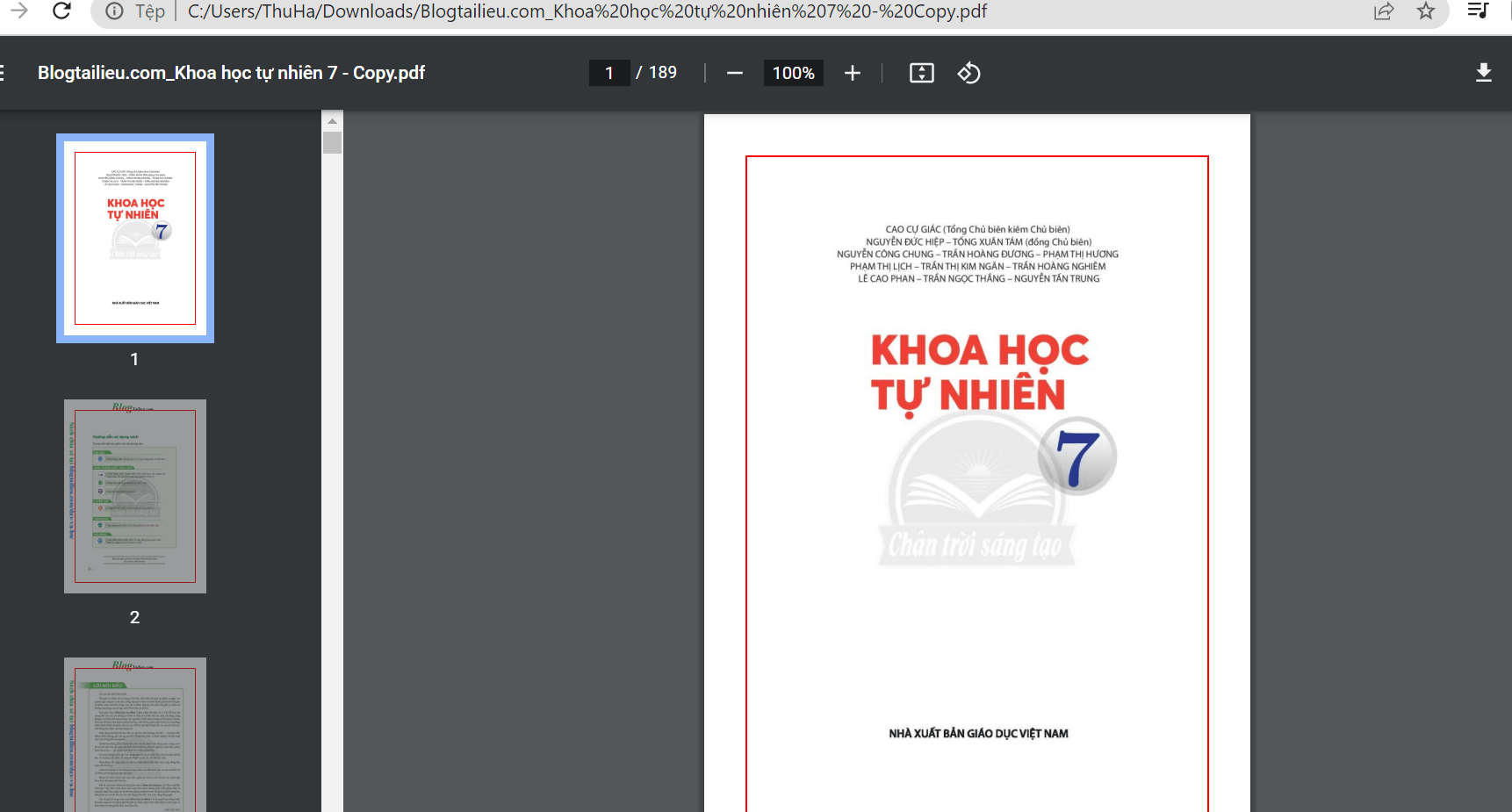 Sách Khoa học tự nhiên lớp 7 Chân trời sáng tạo | Xem online, tải PDF