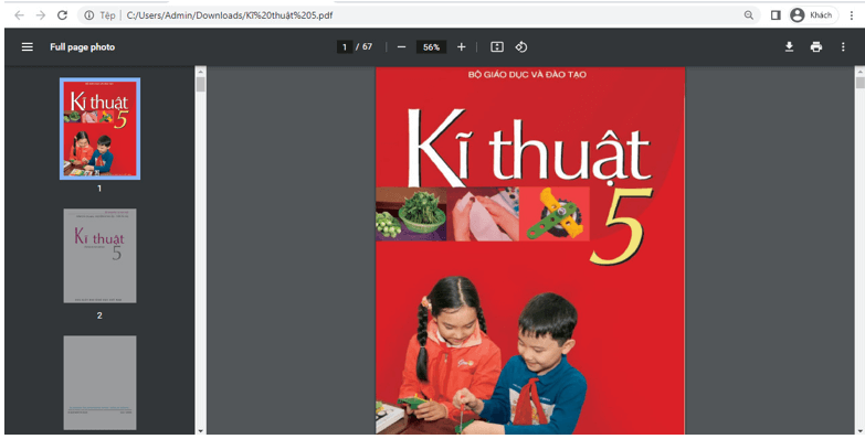 Sách Kĩ thuật lớp 5 | Xem online, tải PDF (ảnh 1)