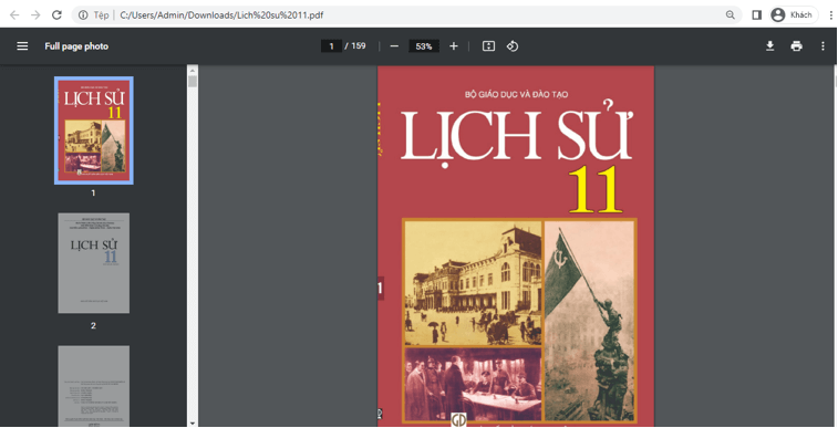 Sách Lịch sử lớp 11 | Xem online, tải PDF (ảnh 1)