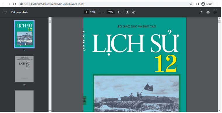 Sách Lịch sử lớp 12 | Xem online, tải PDF (ảnh 1)