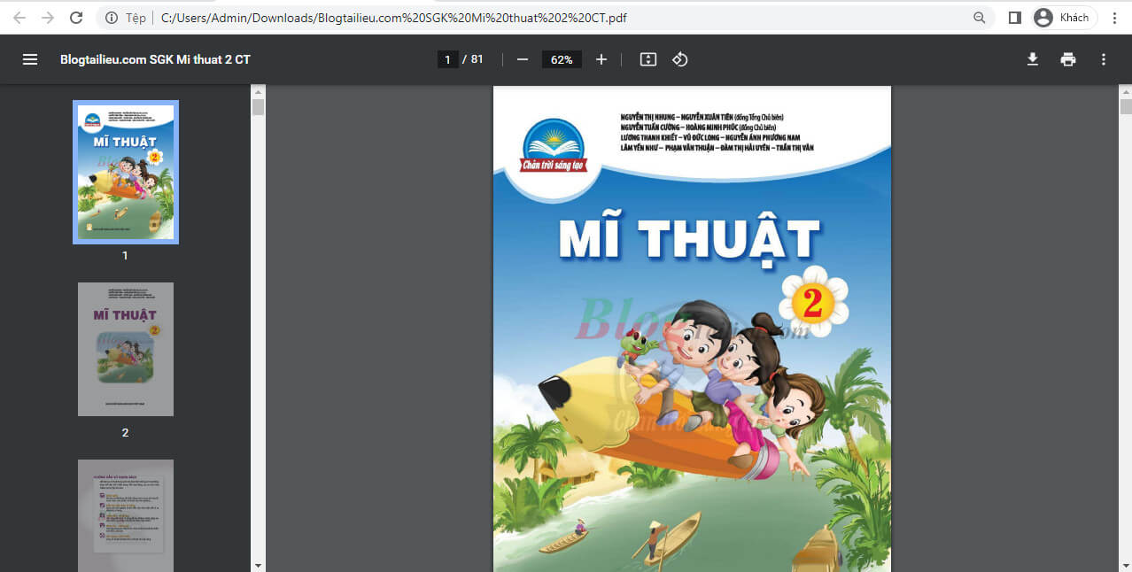 Sách Mĩ thuật lớp 2 Chân trời sáng tạo | Xem online, tải PDF