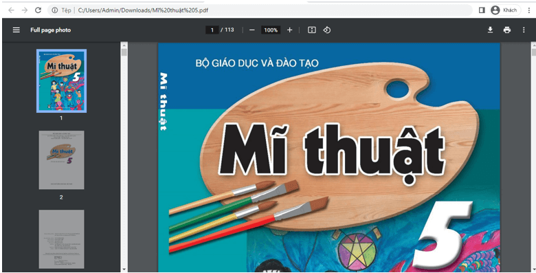 Sách Mĩ thuật lớp 5 | Xem online, tải PDF (ảnh 1)