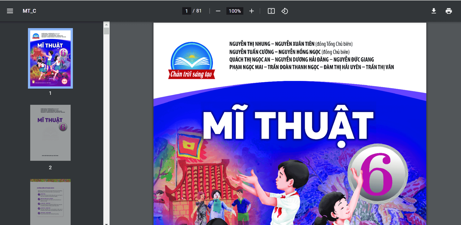 Sách Mĩ thuật lớp 6 Chân trời sáng tạo | Xem online, tải PDF