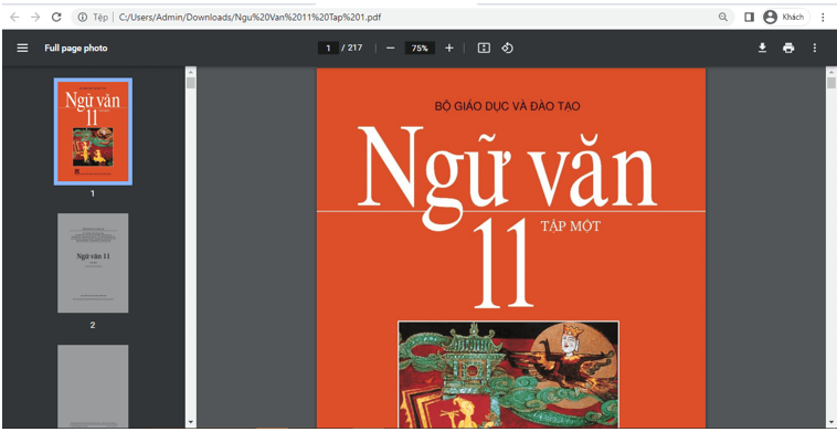 Sách Ngữ văn lớp 11 | Xem online, tải PDF (ảnh 1)