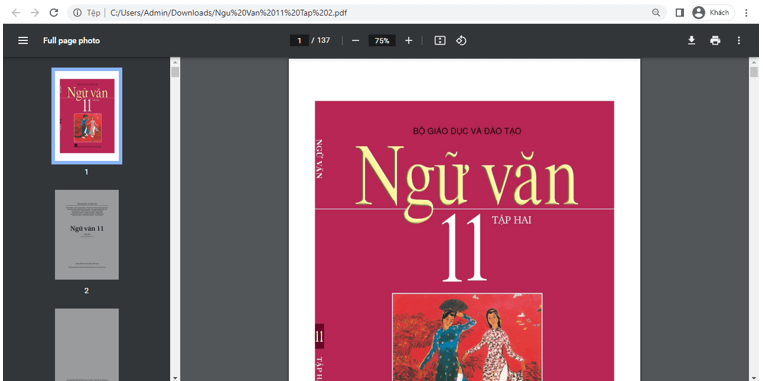 Sách Ngữ văn lớp 11 | Xem online, tải PDF (ảnh 1)