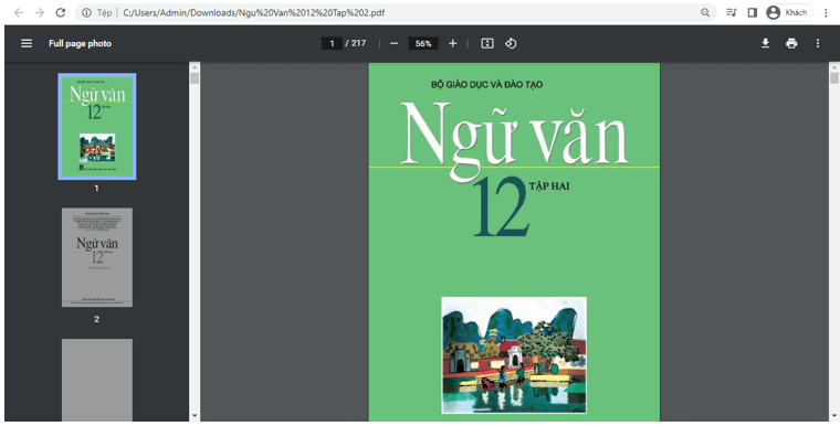 Sách Ngữ văn lớp 12 | Xem online, tải PDF (ảnh 1)