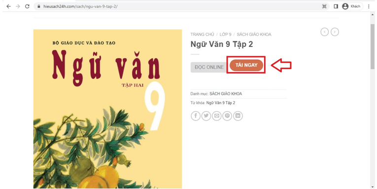 Sách Ngữ văn lớp 9 | Xem online, tải PDF (ảnh 1)