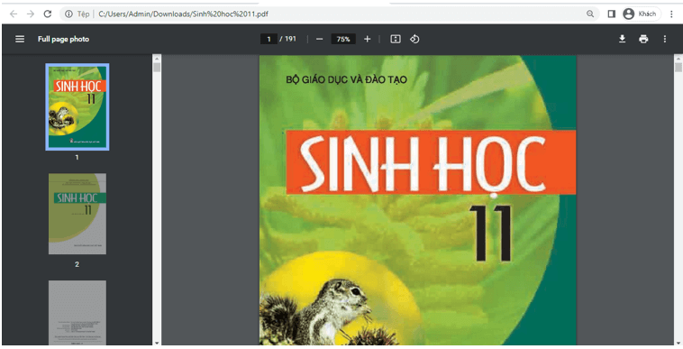 Sách Sinh học lớp 11 | Xem online, tải PDF (ảnh 1)