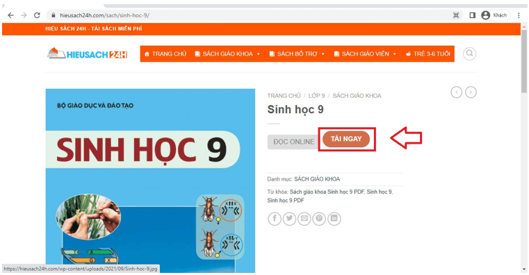 Sách Sinh học lớp 9 | Xem online, tải PDF (ảnh 1)