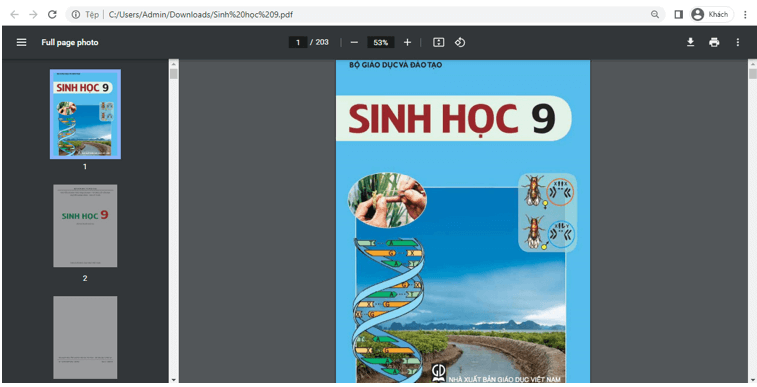 Sách Sinh học lớp 9 | Xem online, tải PDF (ảnh 1)