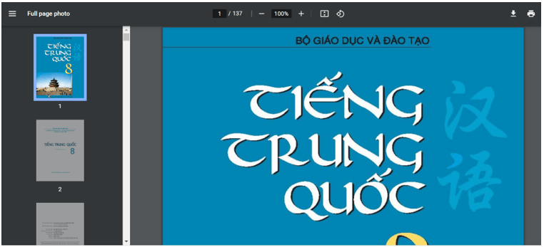 Sách Tiếng Trung Quốc lớp 8 | Xem online, tải PDF (ảnh 1)