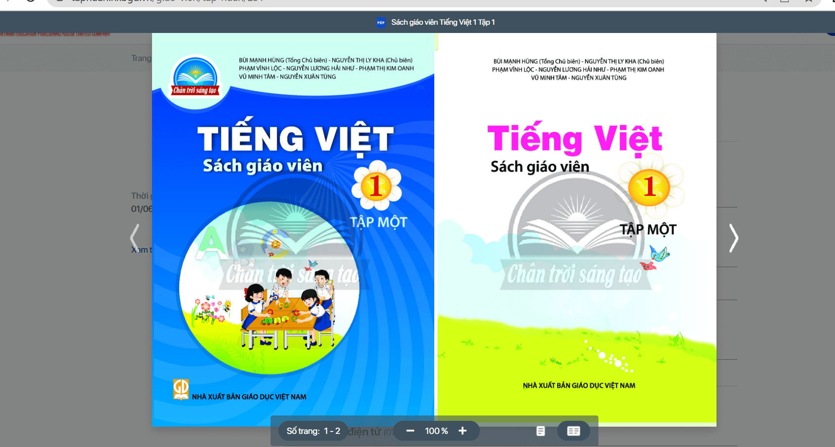Sách Tiếng Việt lớp 1 Chân trời sáng tạo | Xem online, tải PDF