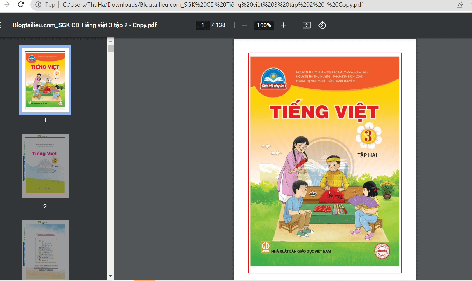 Sách Tiếng Việt lớp 3 Chân trời sáng tạo | Xem online, tải PDF