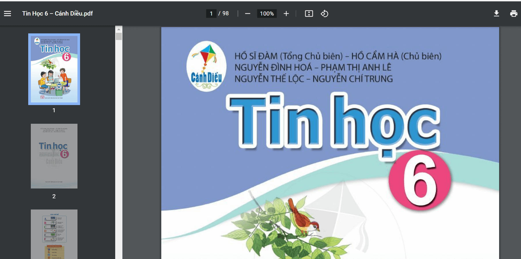 Sách Tin học lớp 6 Cánh diều | Xem online, tải PDF