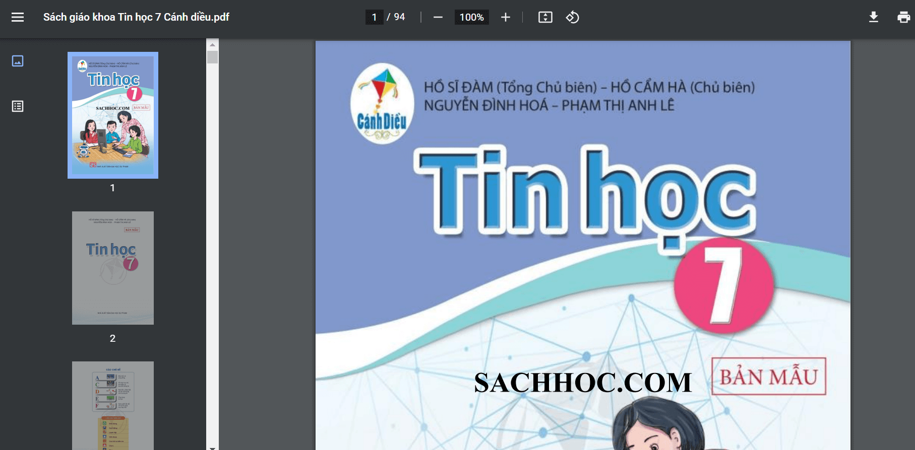 Sách Tin học lớp 7 Cánh diều | Xem online, tải PDF