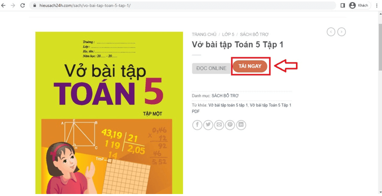 Sách Toán lớp 5 | Xem online, tải PDF (ảnh 1)